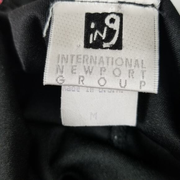 International Newport Group Red Black Floral Sheer Overlay Vintage Dress Med - Picture 5 of 6